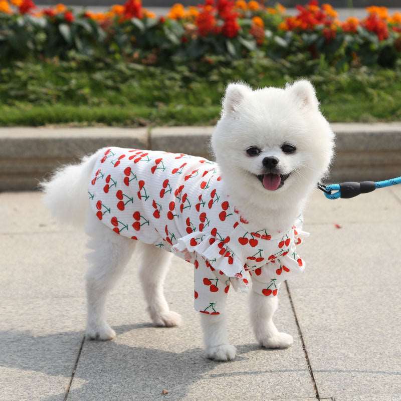 Cute Cherry Print Dog Dresses for Small Medium Dogs