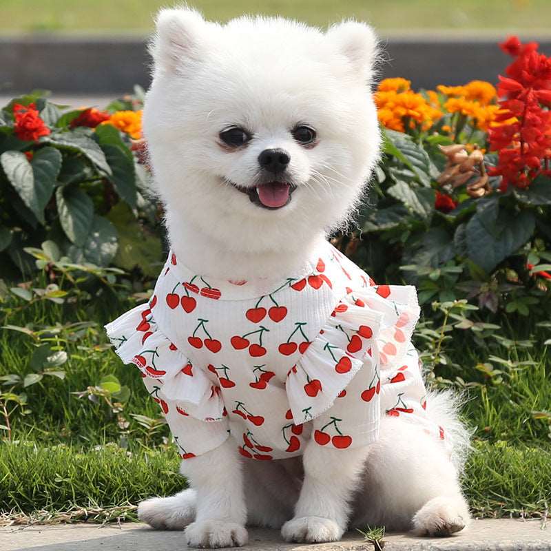 Cute Cherry Print Dog Dresses for Small Medium Dogs