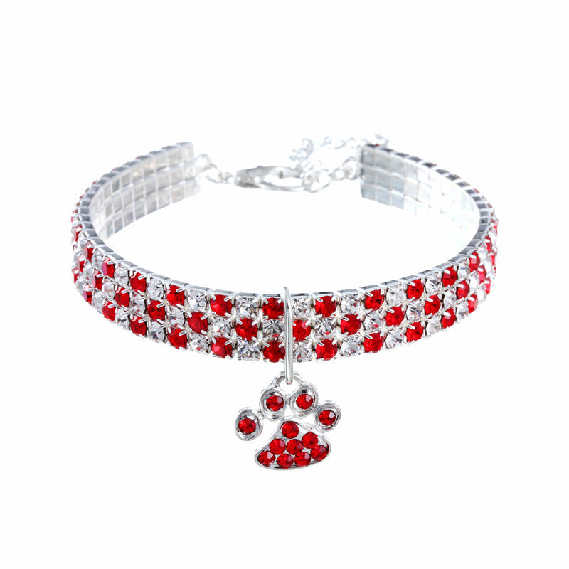 Rhinestone Paw Shape Dog Collars Chains