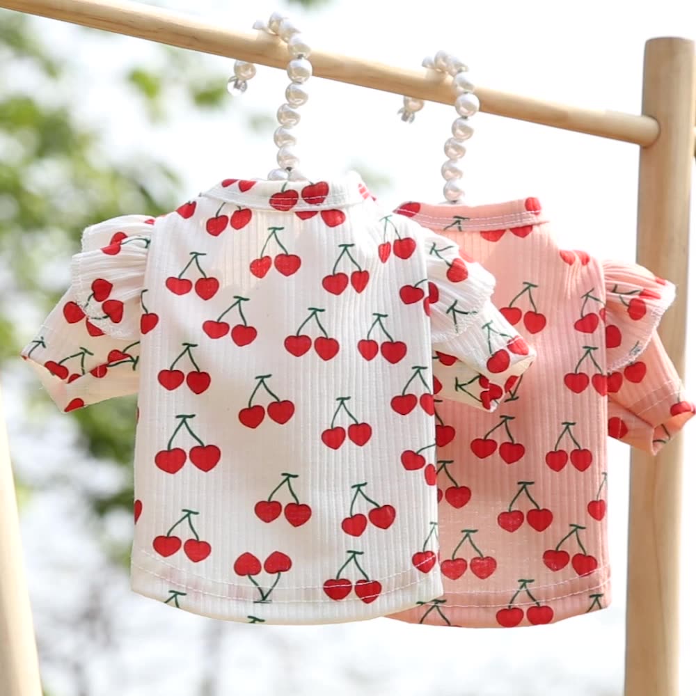 Cute Cherry Print Dog Dresses for Small Medium Dogs