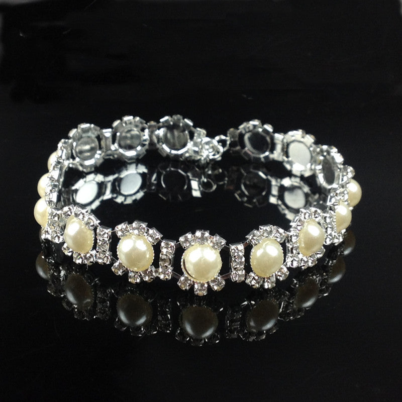 Pet Rhinestone Pearl Necklace