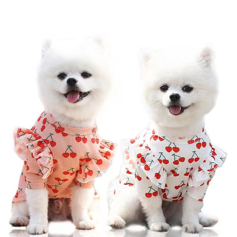 Cute Cherry Print Dog Dresses for Small Medium Dogs