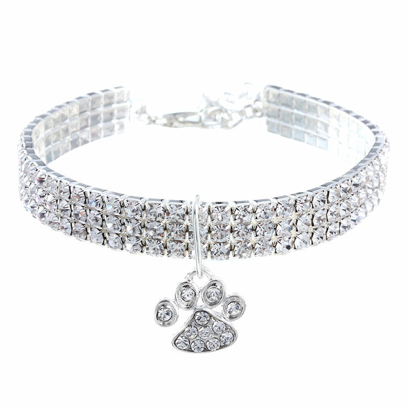 Rhinestone Paw Shape Dog Collars Chains