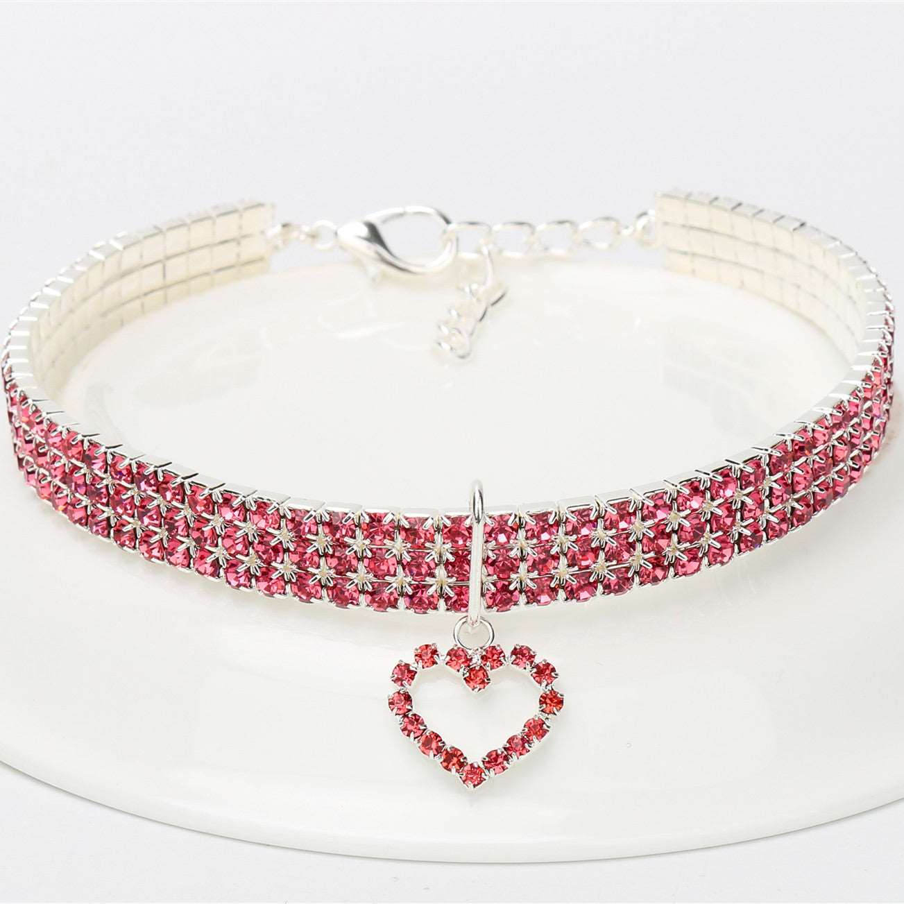 Sparkle Rhinestone Heart Shape Pet Collar