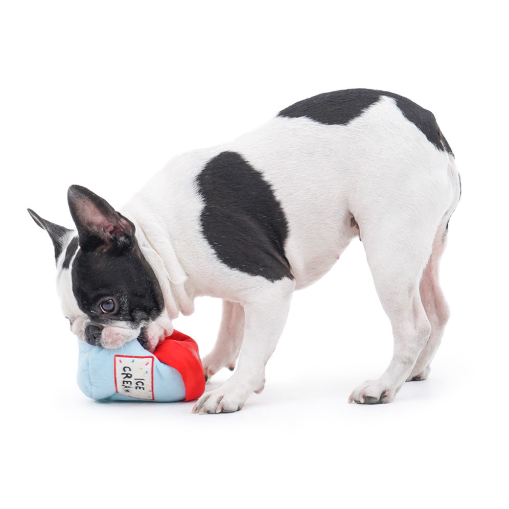 Kingdompet Ice-cream with 3 colorful Balls Hide and Seek Dog Plush Interactive Puppy Toy