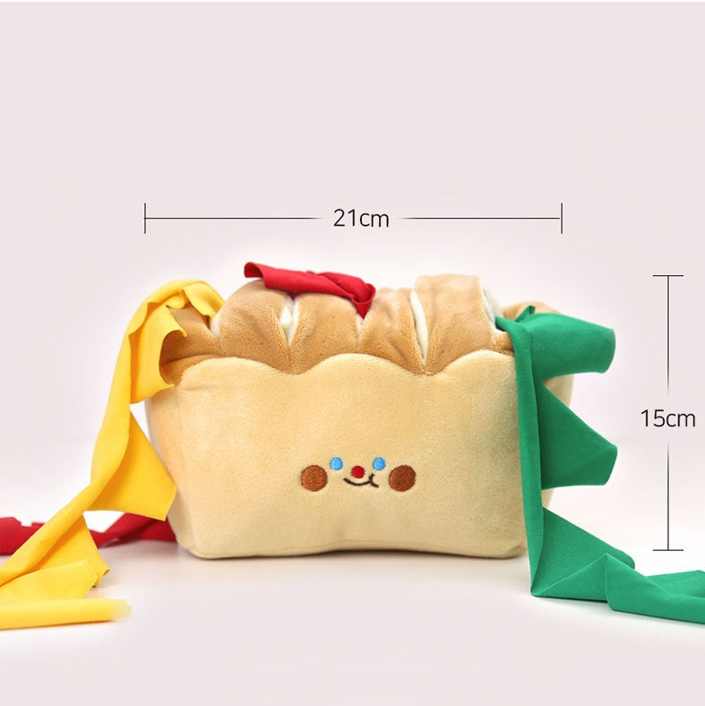 Kingdompet Bread Toast Dog Food Hidden Toys Puppy Squeaky Interactive Toys