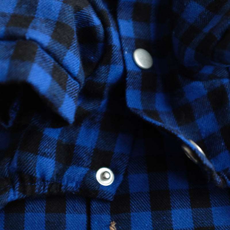 Blue and black plaid shirt