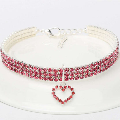 Sparkle Rhinestone Heart Shape Pet Collar
