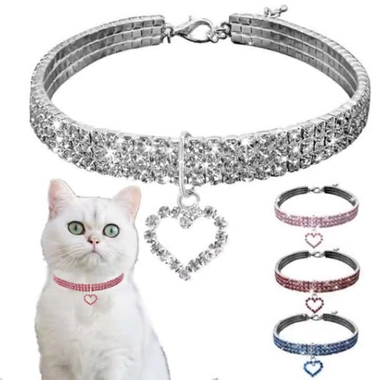 Sparkle Rhinestone Heart Shape Pet Collar