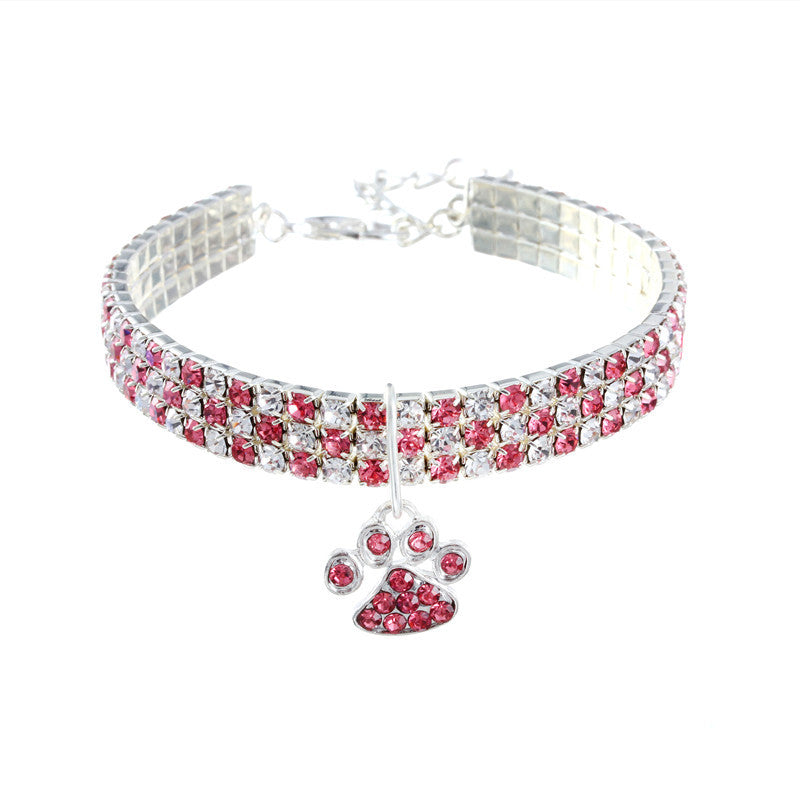 Rhinestone Paw Shape Dog Collars Chains