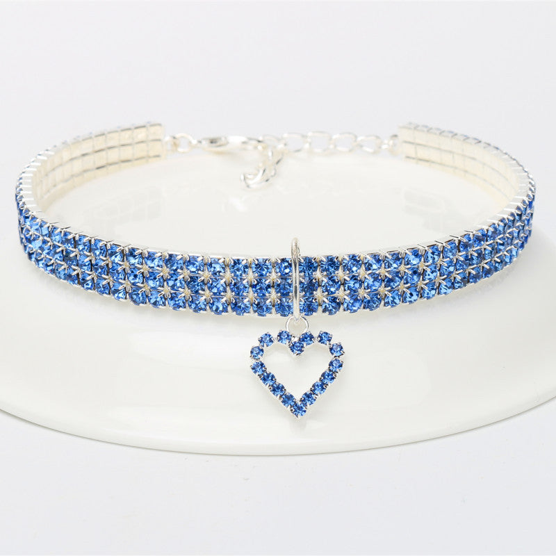 Sparkle Rhinestone Heart Shape Pet Collar