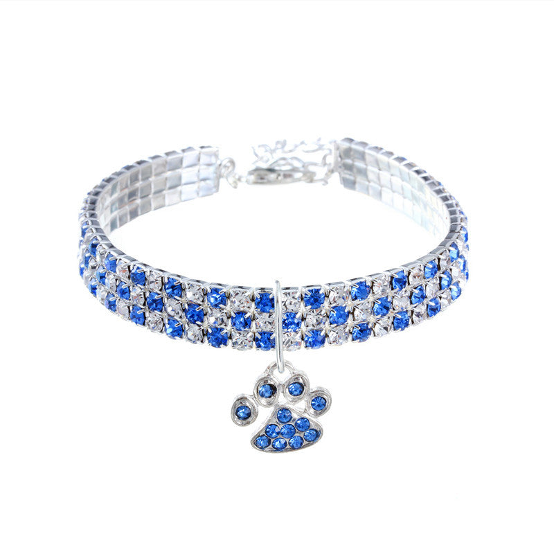 Rhinestone Paw Shape Dog Collars Chains