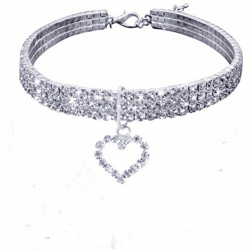 Sparkle Rhinestone Heart Shape Pet Collar