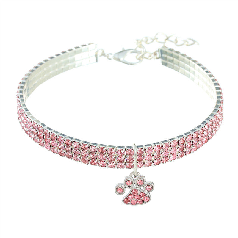 Rhinestone Paw Shape Dog Collars Chains