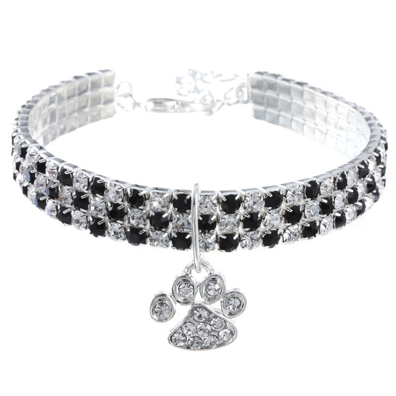 Rhinestone Paw Shape Dog Collars Chains