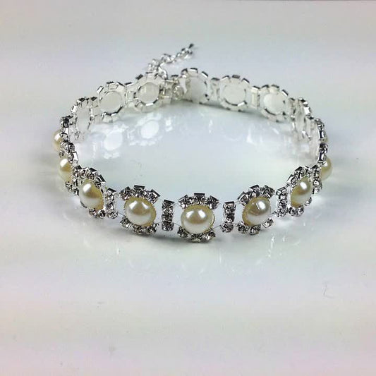 Pet Rhinestone Pearl Necklace