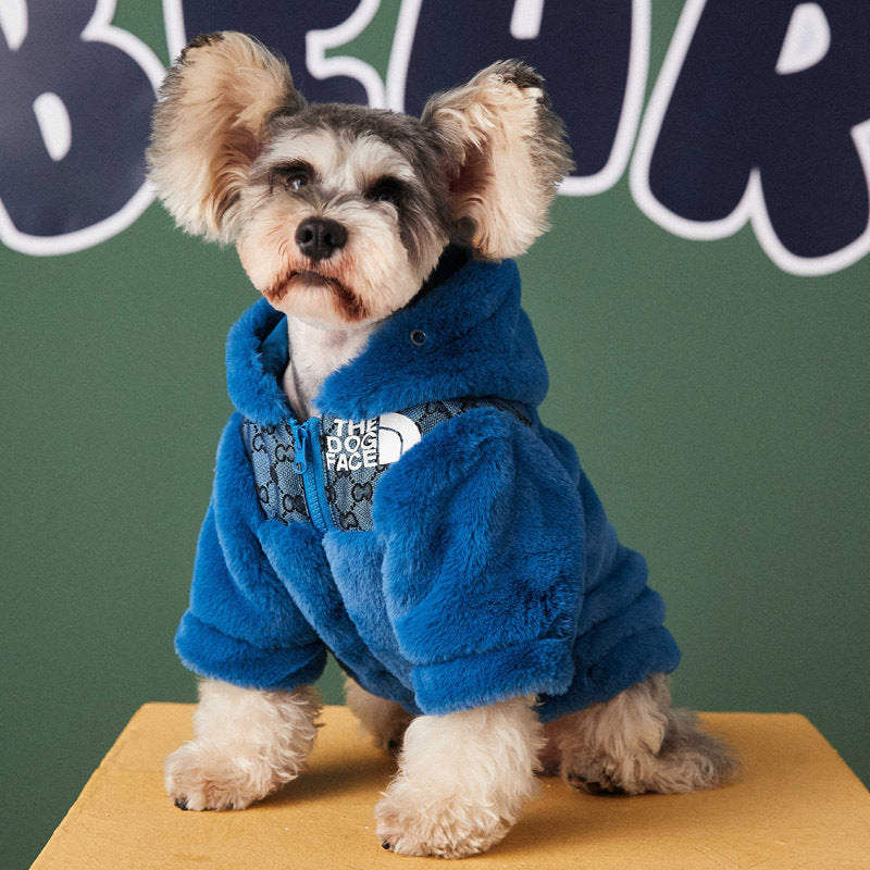 Two-legged fur coat for dogs