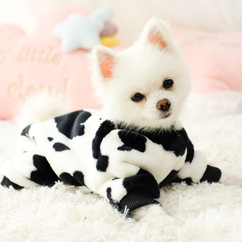 Cow Print Fleece Puppy Dog Pajamas