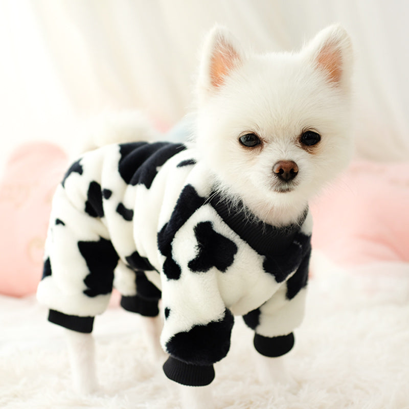Cow Print Fleece Puppy Dog Pajamas