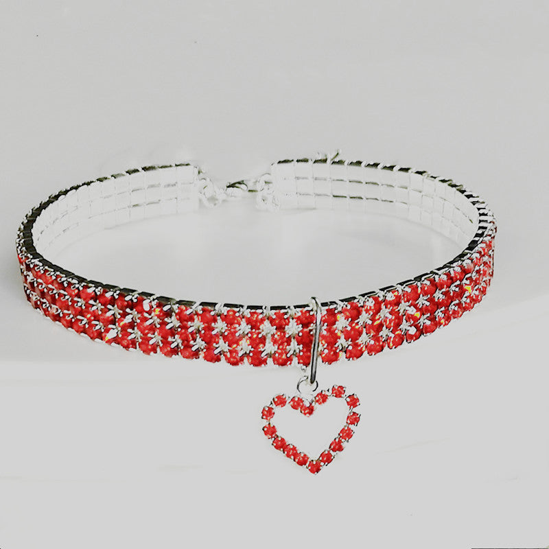 Sparkle Rhinestone Heart Shape Pet Collar